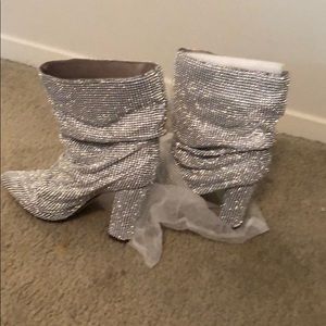 Sequin silver boots